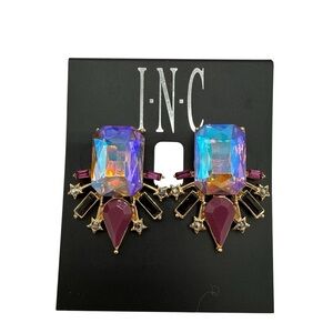NWT- Stunning INC International Concepts Purple and Gold Statement Earrings